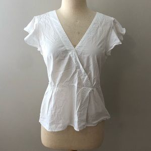 J. Crew V-Neck White Blouse Size 8